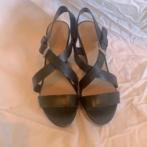 Franco Sarto Black Wedge Sandal. Size 7.5